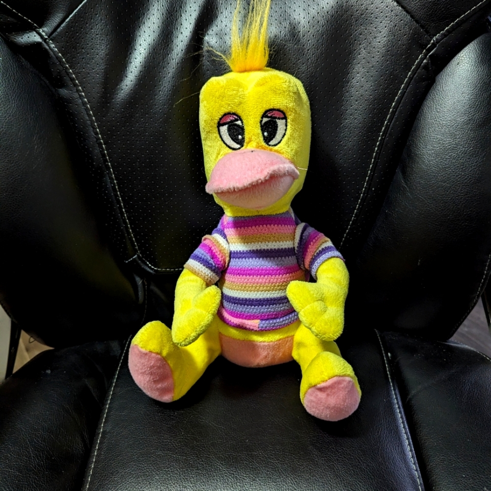 Toy Network plush Duck.  Hard to find.  2008. Striped  sweater. 12 inches.